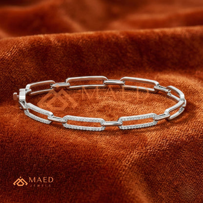 Diamond Paperclip Link Bracelet