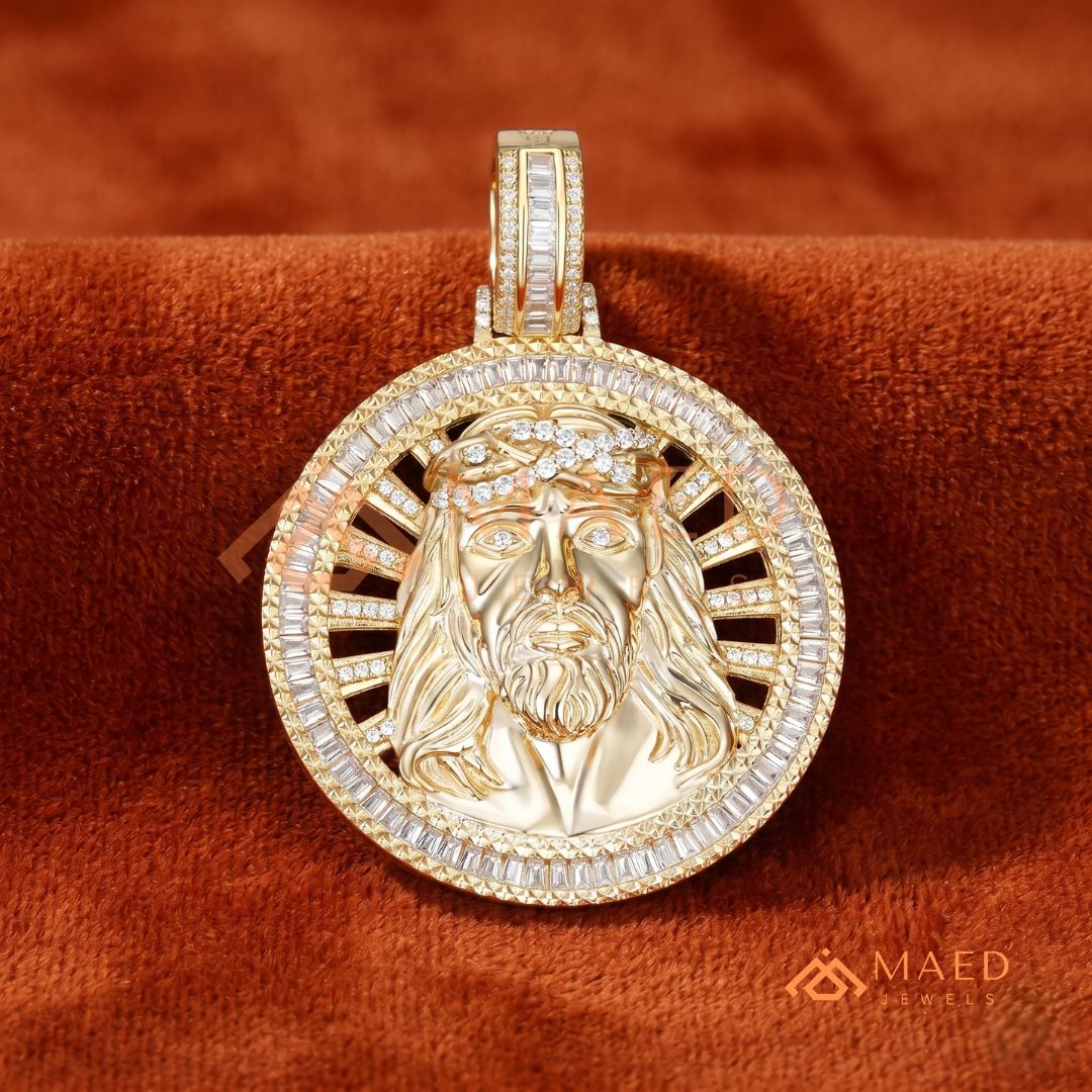 Diamond Jesus Piece Medallion Pendant | 14K Gold, Rose Gold & Sterling Silver