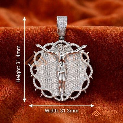 Iced Out Crown of Thorns Jesus Piece Pendant - Available in Silver, 14K Gold & 14K Rose Gold