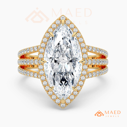 Classic Oval Cut Solitaire Engagement Ring with Split Shank Pave Band in Silver, 14K Gold & Rose Gold