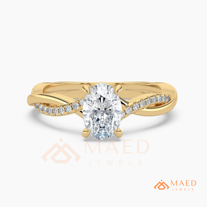 Oval Cut Twisted Infinity Engagement Ring in 14K Gold, Rose Gold & Silver | Entwined Pave Moissanite Wedding Ring for Women
