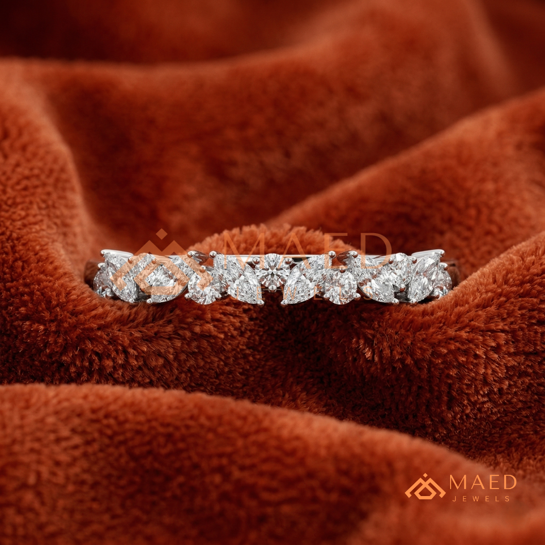 Aria Floating Marquise Cluster Eternity Band | Silver, 14K Yellow, & Rose Gold