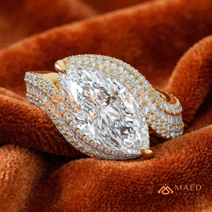 Marquise Cut Bypass Cocktail Ring in Sterling Silver, 14K Gold & 14K Rose Gold