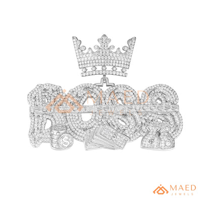 "BOSS" Crown Statement Pendant – Iced Out Success Medallion