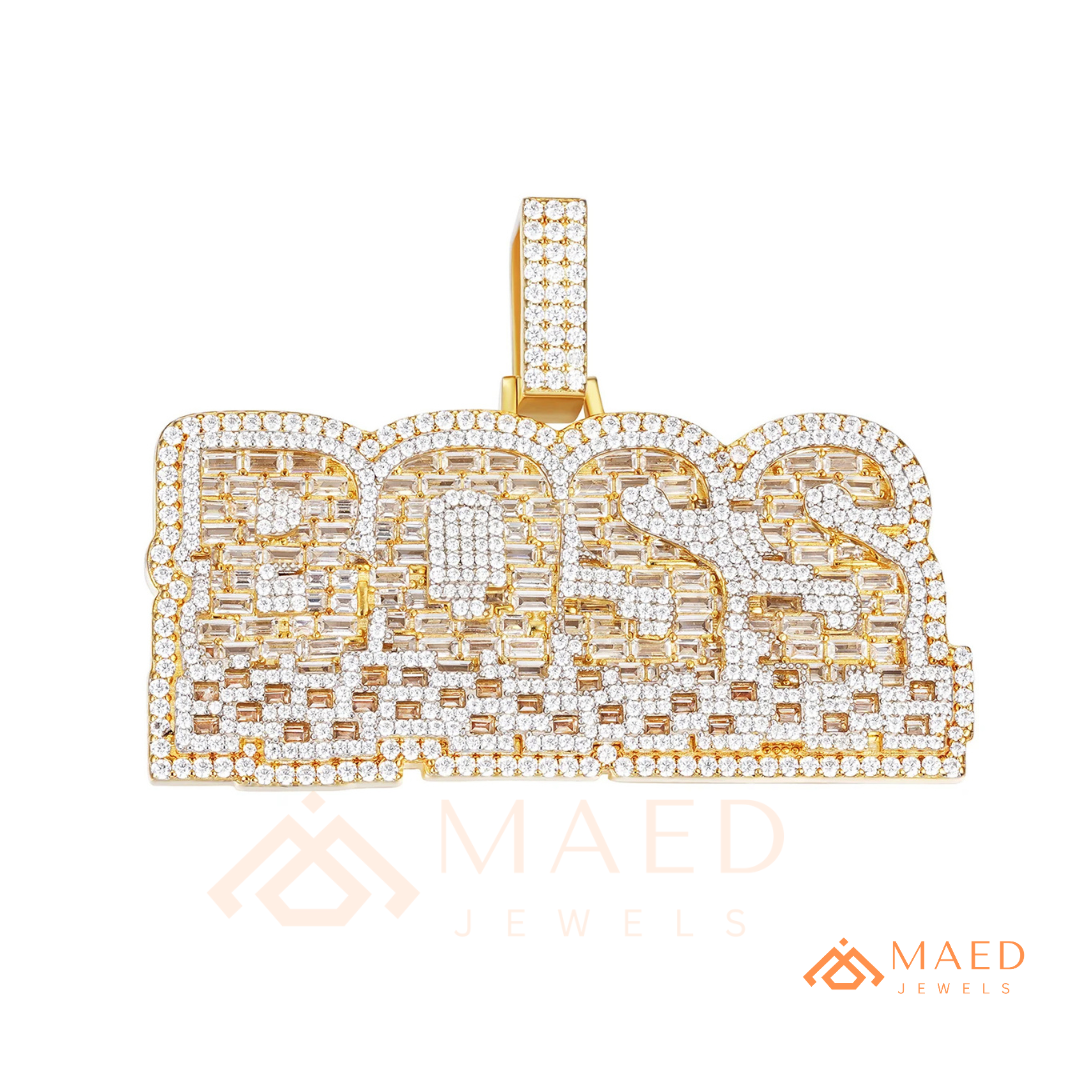 BOSS Luxury Diamond Letter Pendant - Sterling Silver, 14K Gold & Rose Gold