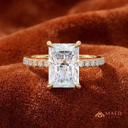 Radiant Cut Diamond Hidden Halo Engagement Ring in 14K Gold, Rose Gold & Silver