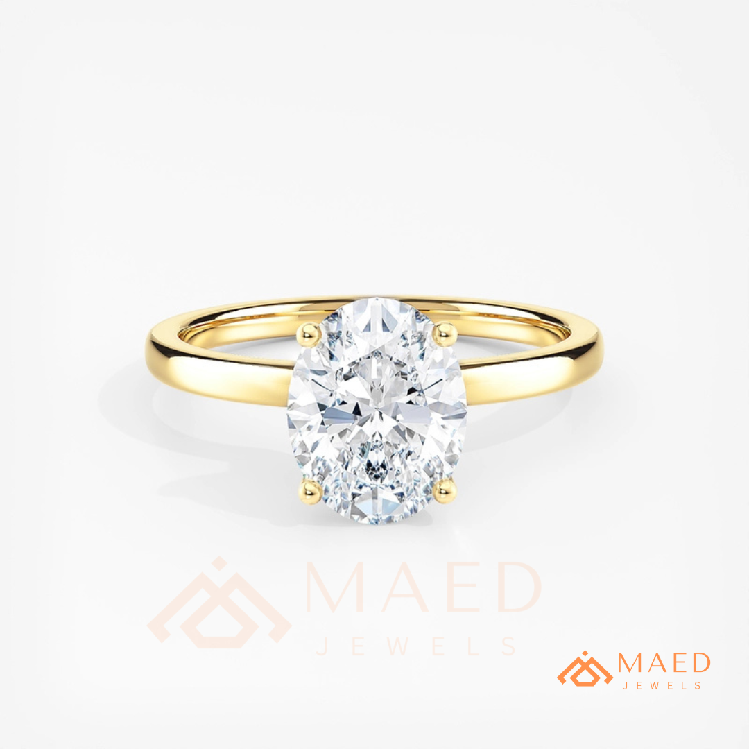 Classic Oval Cut Solitaire Engagement Ring in Silver, 14K Gold, & 14K Rose Gold