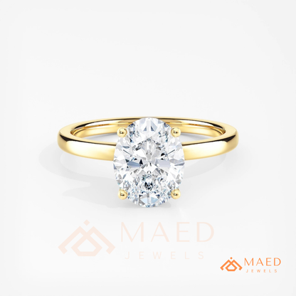 Classic Oval Cut Solitaire Engagement Ring in Silver, 14K Gold, & 14K Rose Gold