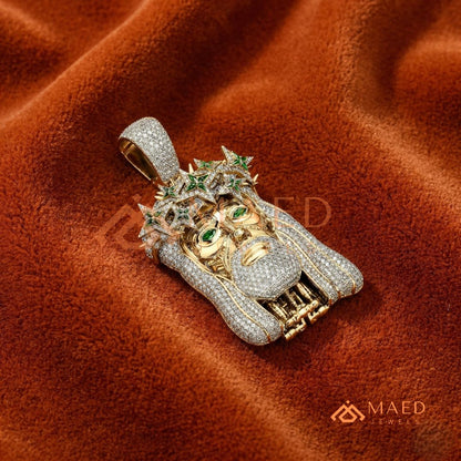 Fully Flooded Jesus Head Statement Charm – Crown of Thorns Hip Hop Pendant