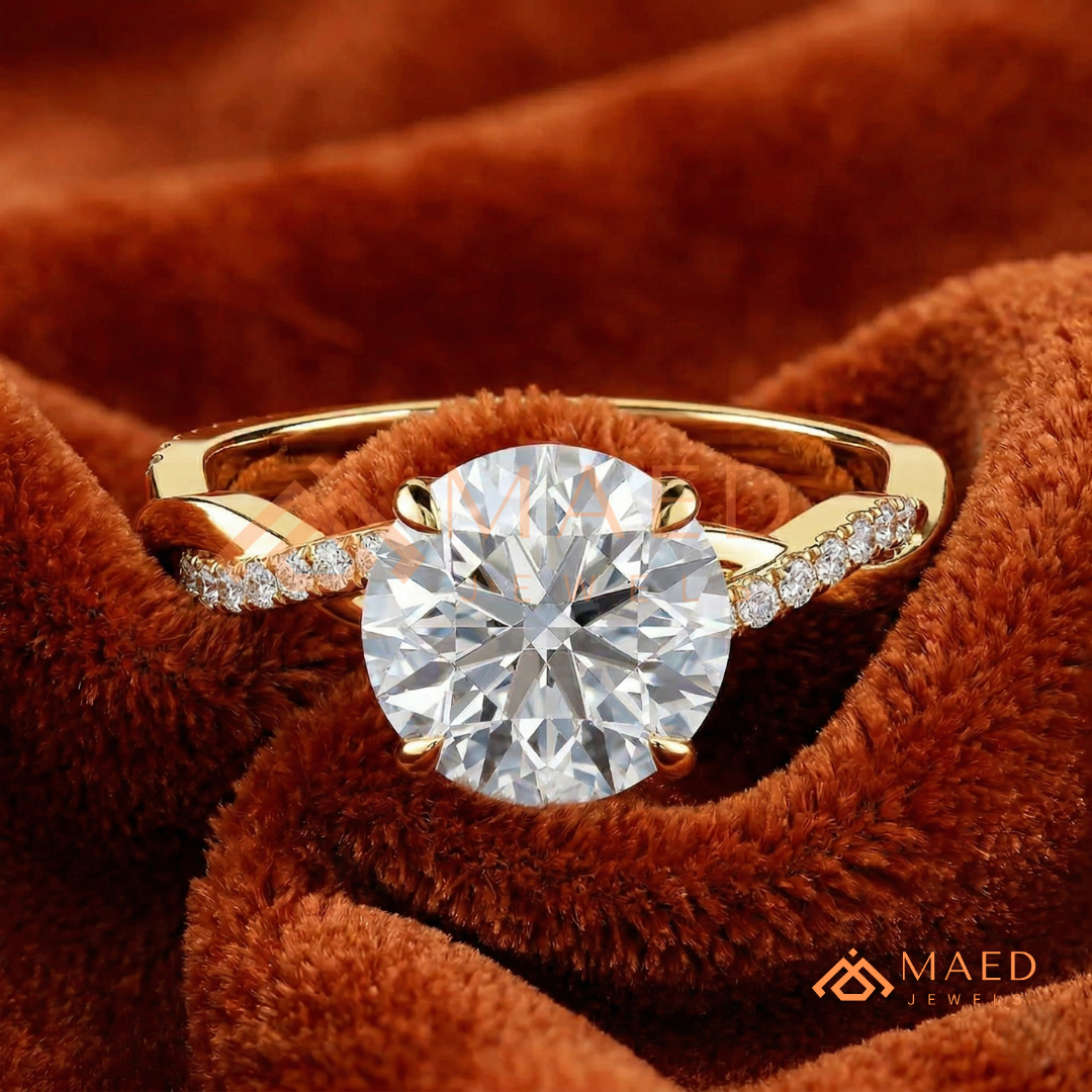 Nature-Inspired Shield Cut Three-Stone Engagement Ring with Textured Bark Band in Silver, 14K Gold & Rose Gold