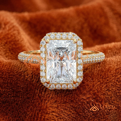 Radiant Cut Halo Engagement Ring in Sterling Silver, 14K Gold & 14K Rose Gold