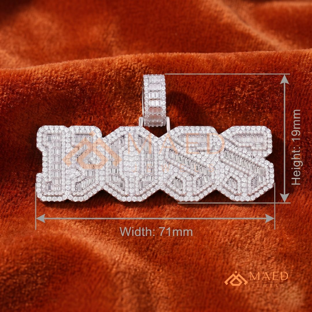 Custom Iced Out "BOSS" Letter Pendant Necklace in 14K Gold, Rose Gold & Sterling Silver