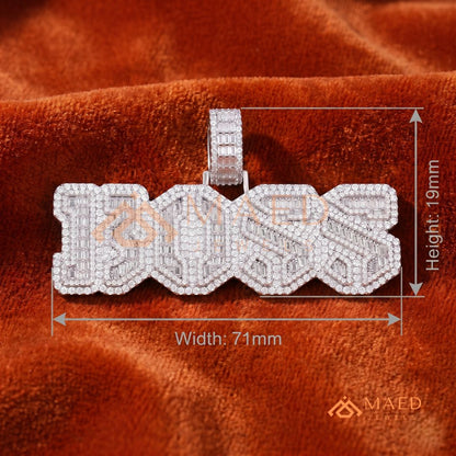 Custom Iced Out "BOSS" Letter Pendant Necklace in 14K Gold, Rose Gold & Sterling Silver