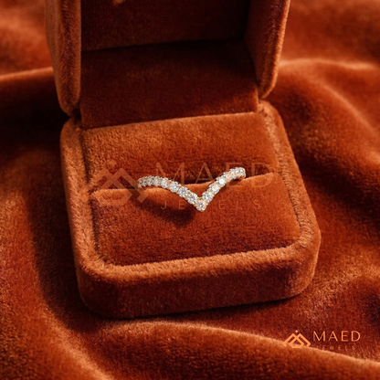 Curved V-Shaped Contoured Nesting Ring in Silver, 14K Yellow Gold, or Rose Gold