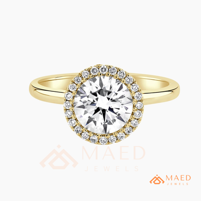 Classic Round Cut Moissanite Halo Engagement Ring in 925 Sterling Silver, 14K Gold & 14K Rose Gold | Solitaire Halo Wedding Ring for Women