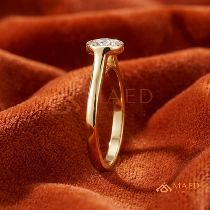 The Solitaire Bezel Ring – Round Brilliant Gemstone (Silver & 14k Gold)