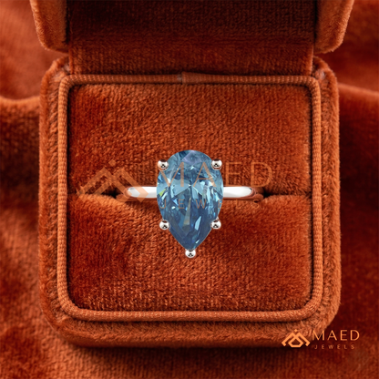 The Oceanne Pear Cut Solitaire Ring | Silver, 14K Yellow, & Rose Gold