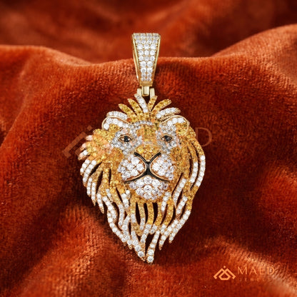 Majestic Lion Head Statement Pendant – Iced Out Diamond-Style Medallion