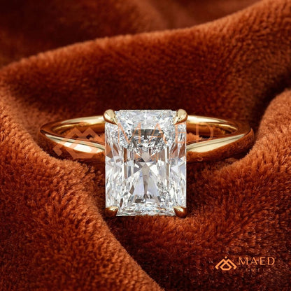 Classic Radiant Cut Solitaire Engagement Ring with Hidden Halo in Silver, 14K Gold & Rose Gold