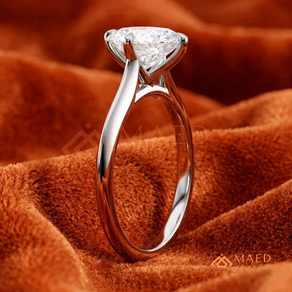 Elongated Oval Cut Solitaire Engagement Ring | 14k Gold, Rose Gold & Sterling Silver