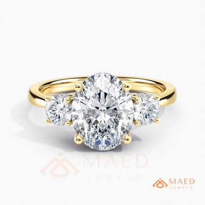 : Oval Cut 3-Stone Engagement Ring in Sterling Silver, 14K Gold & 14K Rose Gold