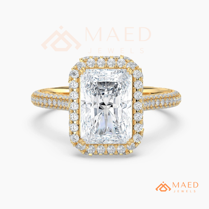 Radiant Cut Halo Engagement Ring in Sterling Silver, 14K Gold & 14K Rose Gold