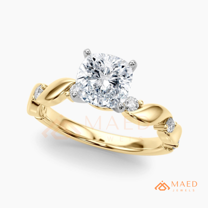 The Willow Cushion Cut Twisted Band Ring – Silver, 14K Yellow & Rose Gold