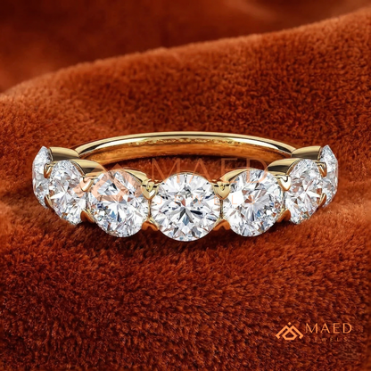 Classic Round Cut Half Eternity Ring – Shared Prong Moissanite Anniversary Band