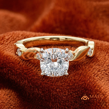 The Willow Cushion Cut Twisted Band Ring – Silver, 14K Yellow & Rose Gold
