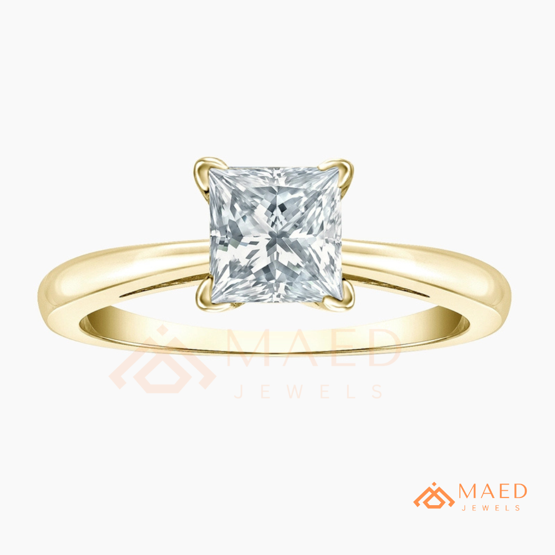 Classic Princess Cut Solitaire Engagement Ring | 14k Gold, Rose Gold & Sterling Silver