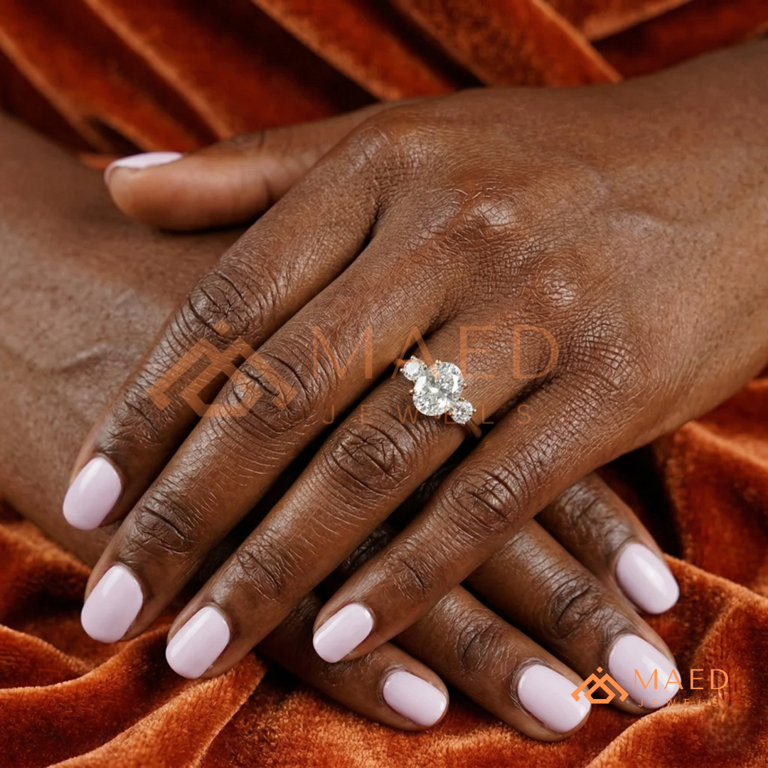 : Oval Cut 3-Stone Engagement Ring in Sterling Silver, 14K Gold & 14K Rose Gold