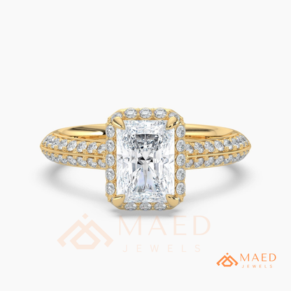 Classic Round 3-Stone Engagement Ring with Twisted Pavé Band