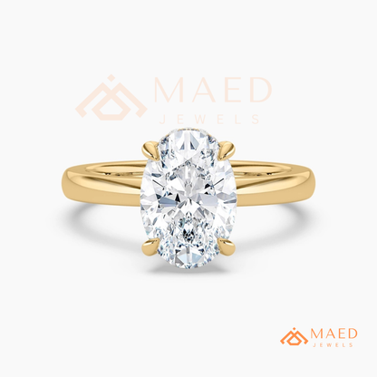 Classic Oval Cut Moissanite Solitaire Ring | 14K Gold, Rose Gold & Sterling Silver Engagement Ring for Women