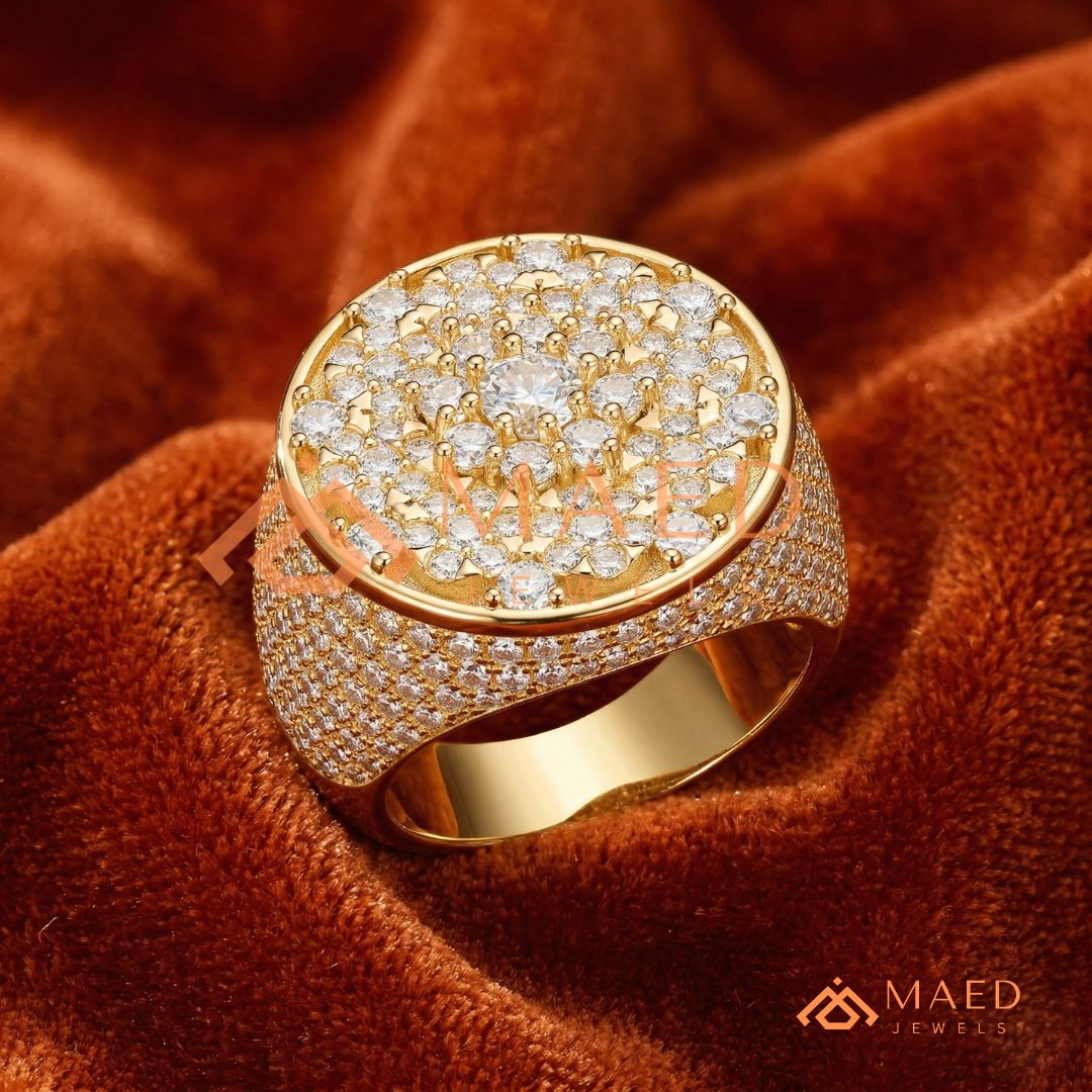 Men's Round Cluster Pave Statement Ring | Sterling Silver, 14K Gold & Rose Gold