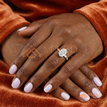 Classic Oval Cut Moissanite Solitaire Ring | 14K Gold, Rose Gold & Sterling Silver Engagement Ring for Women