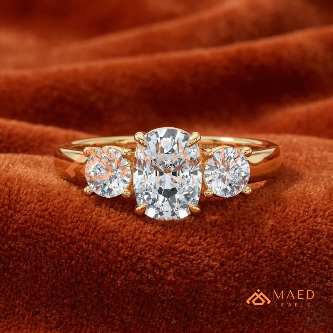 Classic Oval 3-Stone Trilogy Engagement Ring in Gold, Rose Gold & Silver
