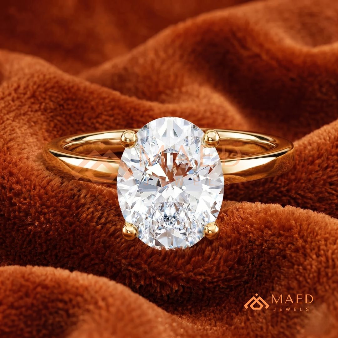 Classic Oval Cut Solitaire Engagement Ring in Silver, 14K Gold, & 14K Rose Gold