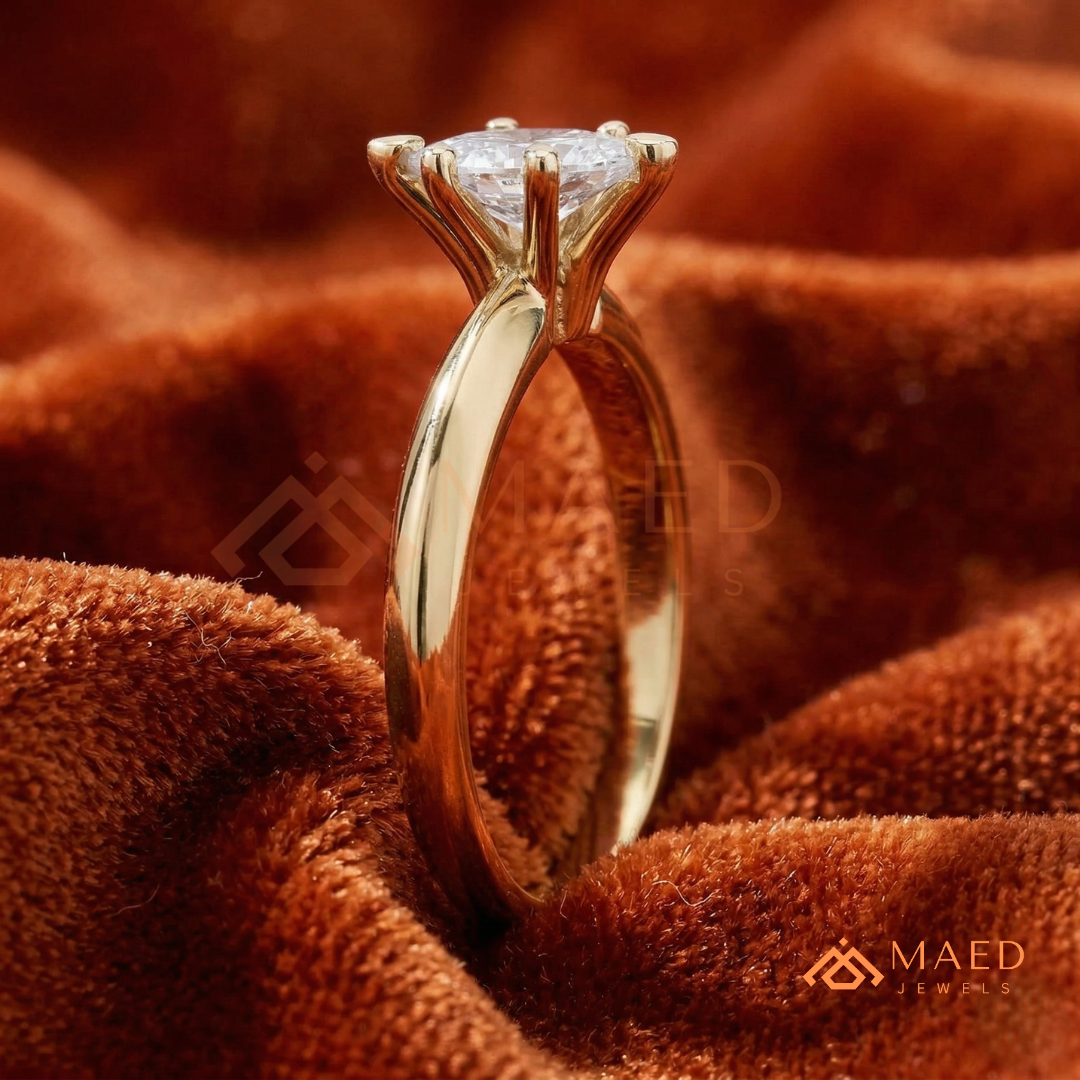 Minimalist Marquise Cut [Gemstone Type] Tapered Solitaire Ring in 14K Yellow Gold, Rose Gold & Silver