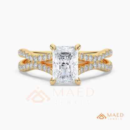 Radiant Cut Criss-Cross Engagement Ring in Sterling Silver, 14K Gold & 14K Rose Gold