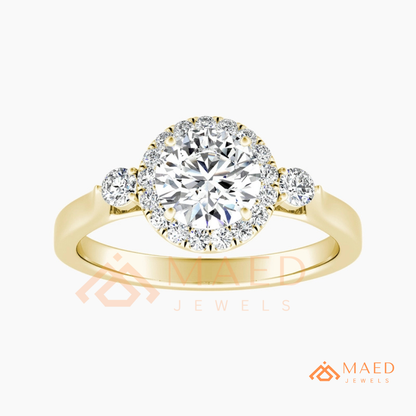 Majestic Oval Halo Diamond Simulant Ring in 14K Yellow Gold, Rose Gold & Sterling Silver