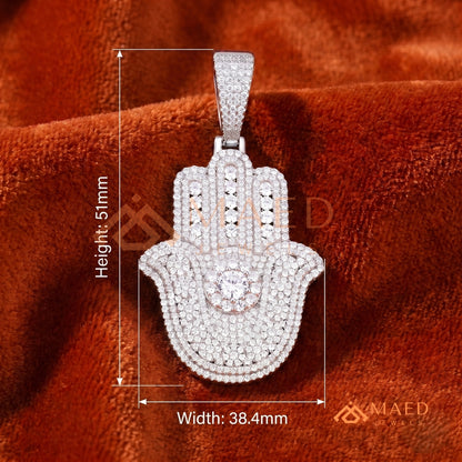 Iced Out Hamsa Hand Statement Pendant – Protective Symbol Medallion