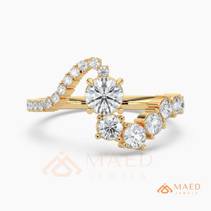 Nature-Inspired Radiant Cut Three-Stone Engagement Ring with Thorn Band in Silver, 14K Gold & Rose Gold