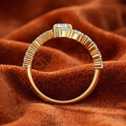 Nature-Inspired Radiant Cut Three-Stone Engagement Ring with Thorn Band in Silver, 14K Gold & Rose Gold