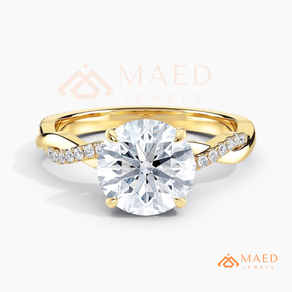 Nature-Inspired Shield Cut Three-Stone Engagement Ring with Textured Bark Band in Silver, 14K Gold & Rose Gold