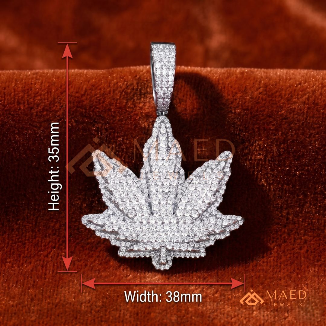 Iced Out Leaf Diamond Pendant | 14K Gold, Rose Gold & Sterling Silver