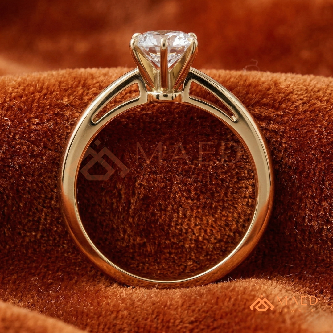Classic Round Brilliant [Gemstone Type] Tiffany Style Ring in 14K Yellow Gold, Rose Gold & Silver