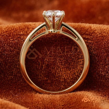 Classic Round Brilliant [Gemstone Type] Tiffany Style Ring in 14K Yellow Gold, Rose Gold & Silver