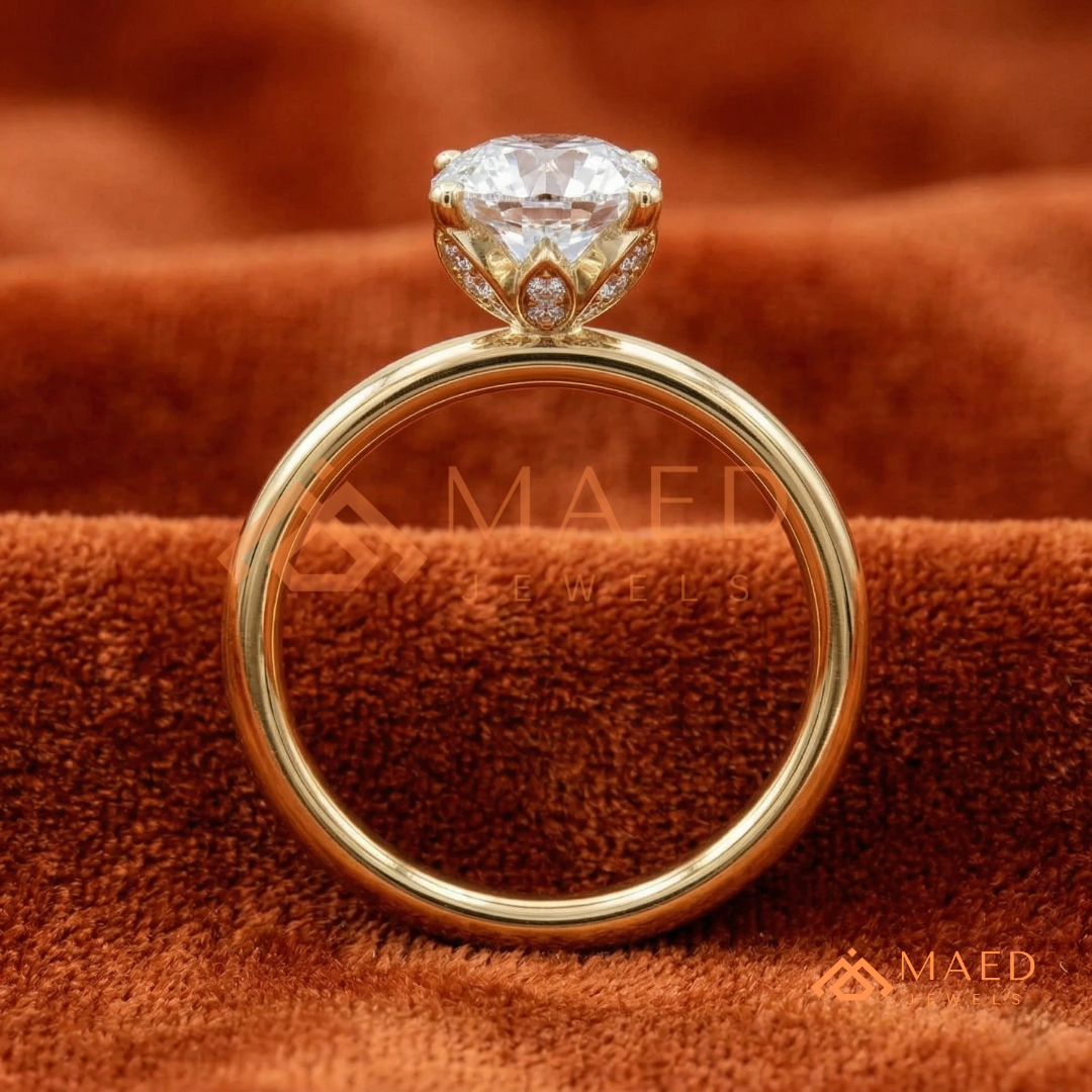 Oval Cut Solitaire Engagement Ring | Classic 4-Prong Plain Band Promise Ring | 14K Gold, Rose Gold & Sterling Silver