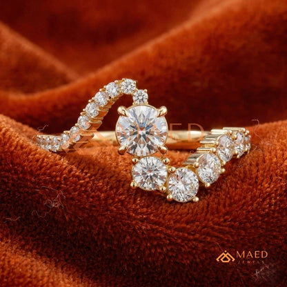 Nature-Inspired Radiant Cut Three-Stone Engagement Ring with Thorn Band in Silver, 14K Gold & Rose Gold