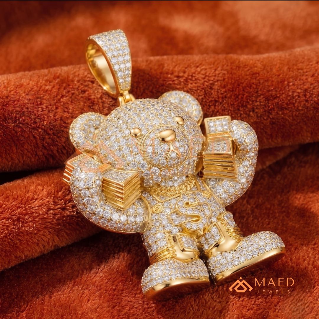 Heavy 3D Multi-Layered Baguette Cross Charm – Fully Flooded